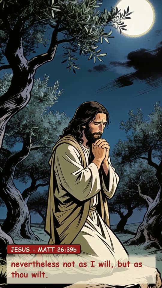 Panel 6: nevertheless not as I will, but as thou wilt.