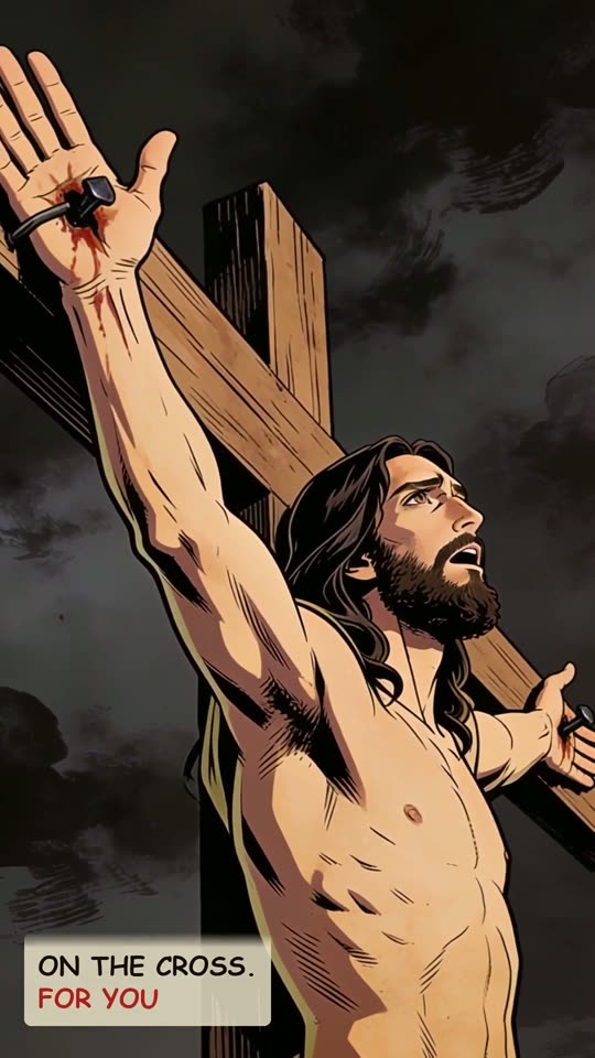 Panel 13: On the cross. For you