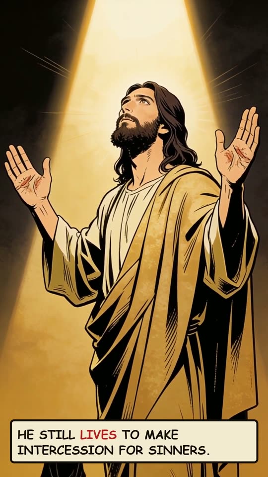 Panel 11: He still lives to make intercession for sinners.