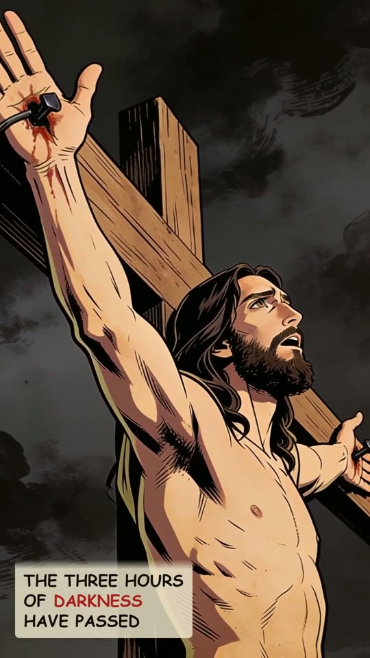 Panel 4: The three hours of darkness have passed