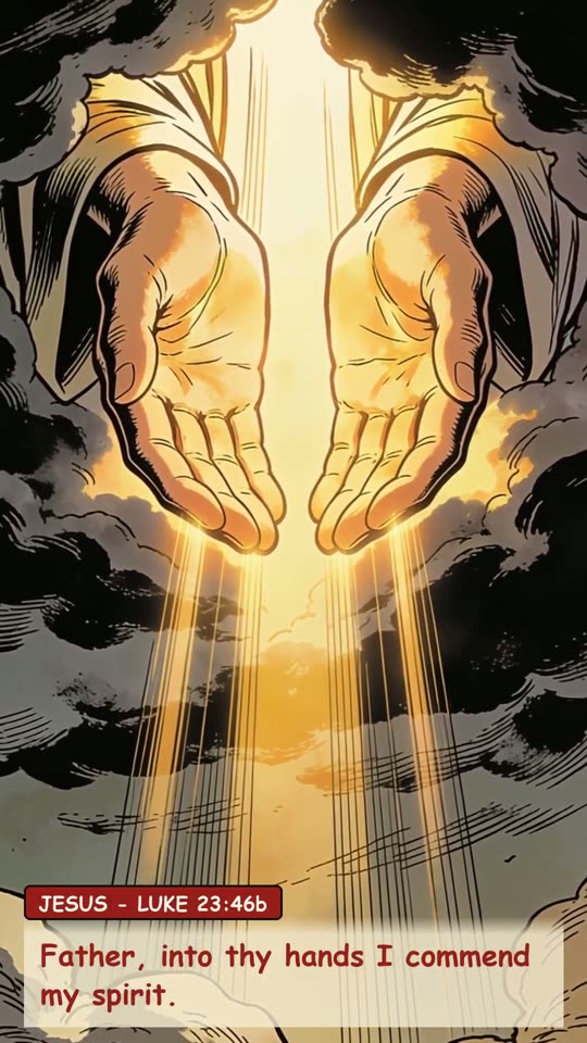 Panel 6: Father, into thy hands I commend my spirit.