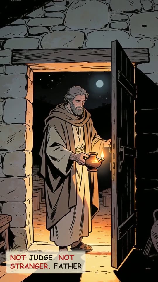 Panel 8: Not judge. Not stranger. Father