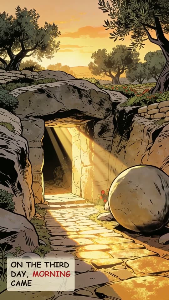 Panel 11: On the third day, morning came