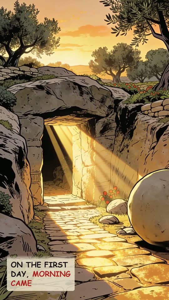 Panel 14: On the first day, morning came