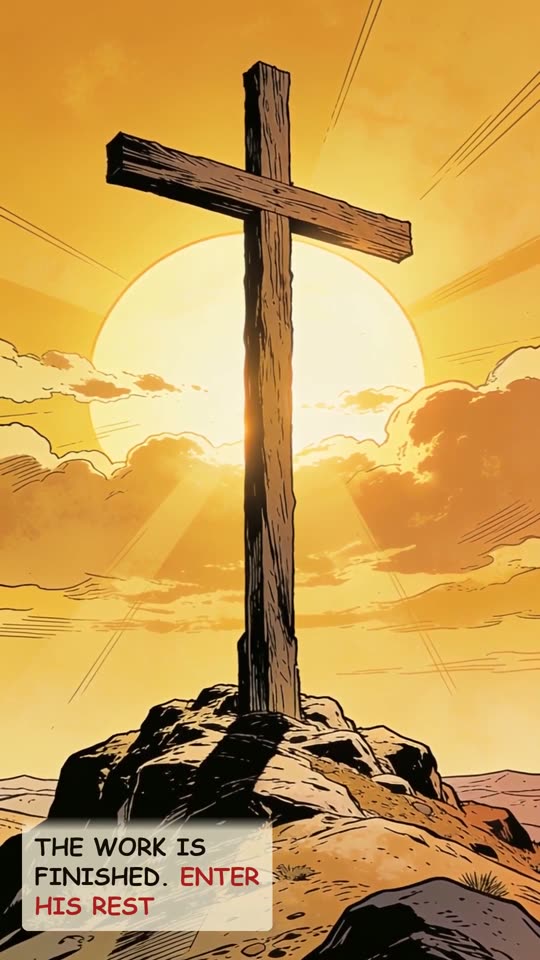 Panel 17: The work is finished. Enter his rest