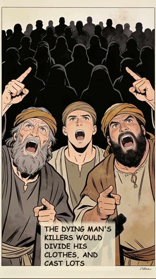 Panel 6: The dying man's killers would divide his clothes, and cast lots