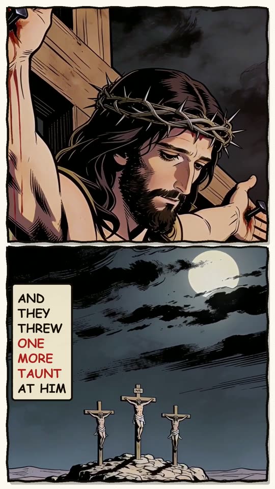 Panel 12: And they threw one more taunt at Him