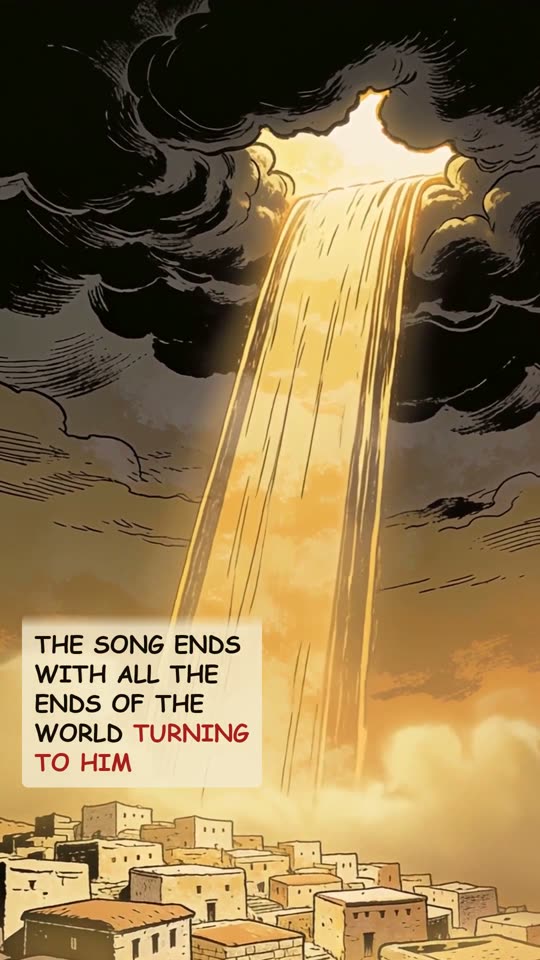 Panel 21: The song ends with all the ends of the world turning to Him