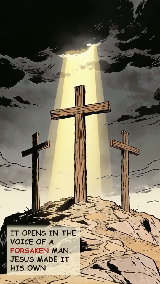Panel 3: It opens in the voice of a forsaken man. Jesus made it His own