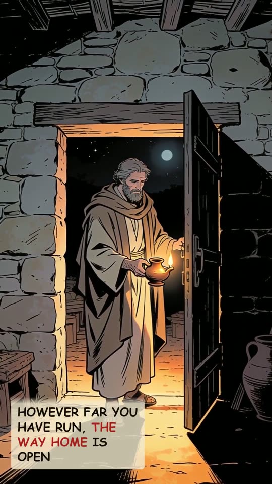 Panel 12: However far you have run, the way home is open