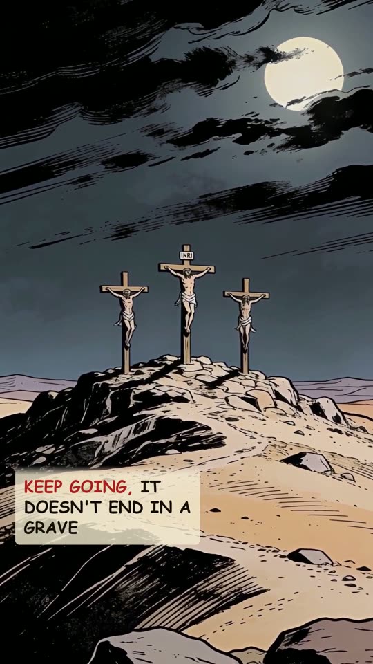 Panel 2: Keep going, it doesn't end in a grave
