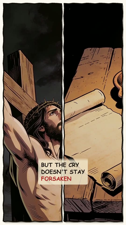 Panel 3: But the cry doesn't stay forsaken