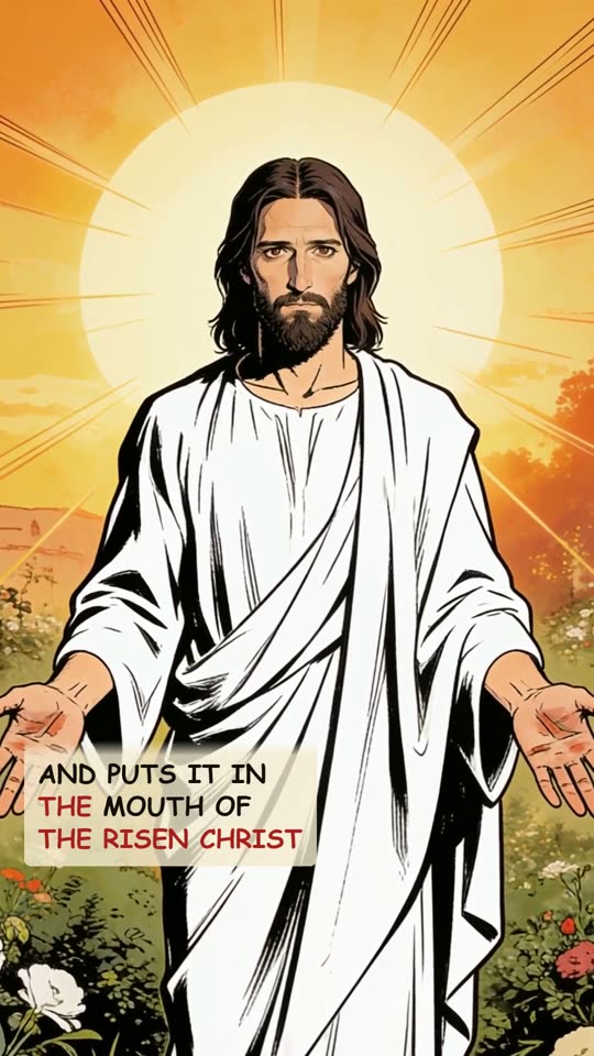 Panel 9: and puts it in the mouth of the risen Christ