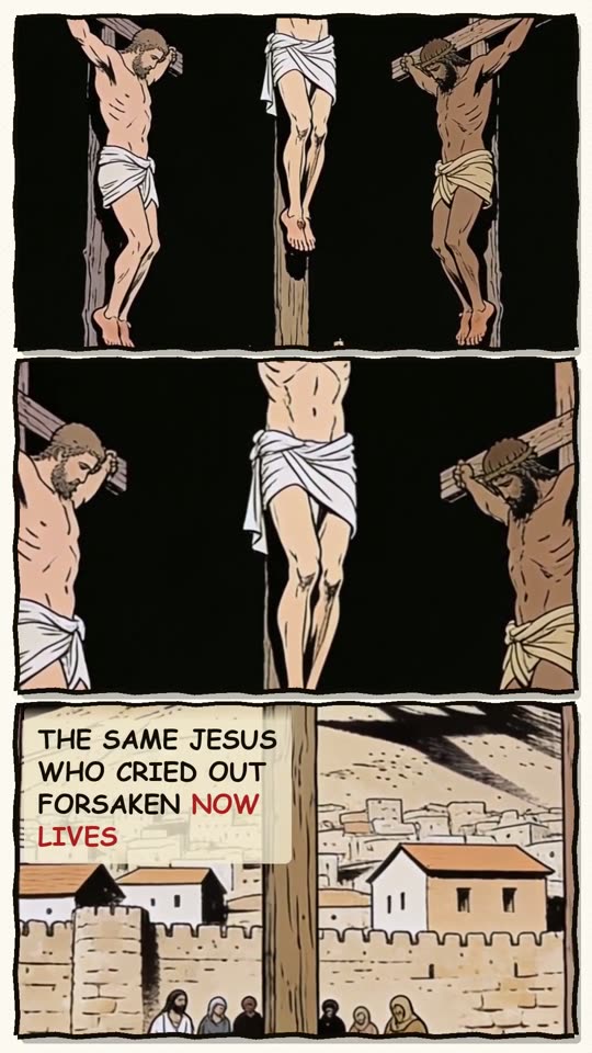 Panel 14: The same Jesus who cried out forsaken now lives