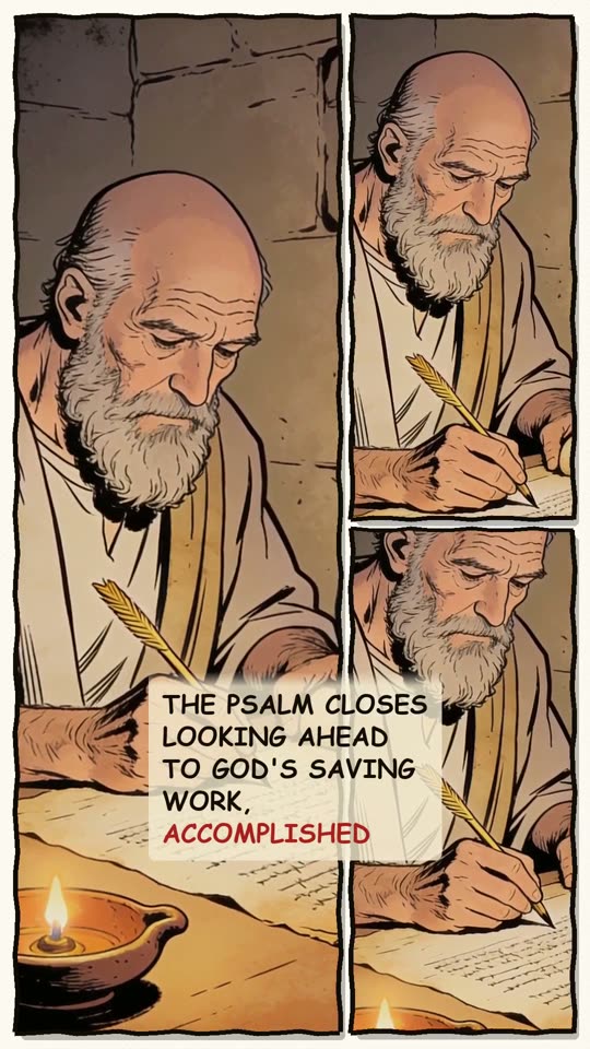 Panel 3: The psalm closes looking ahead to God's saving work, accomplished