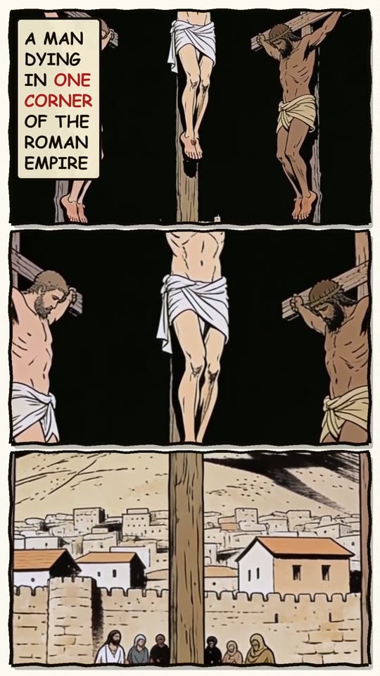 Panel 6: A man dying in one corner of the Roman Empire