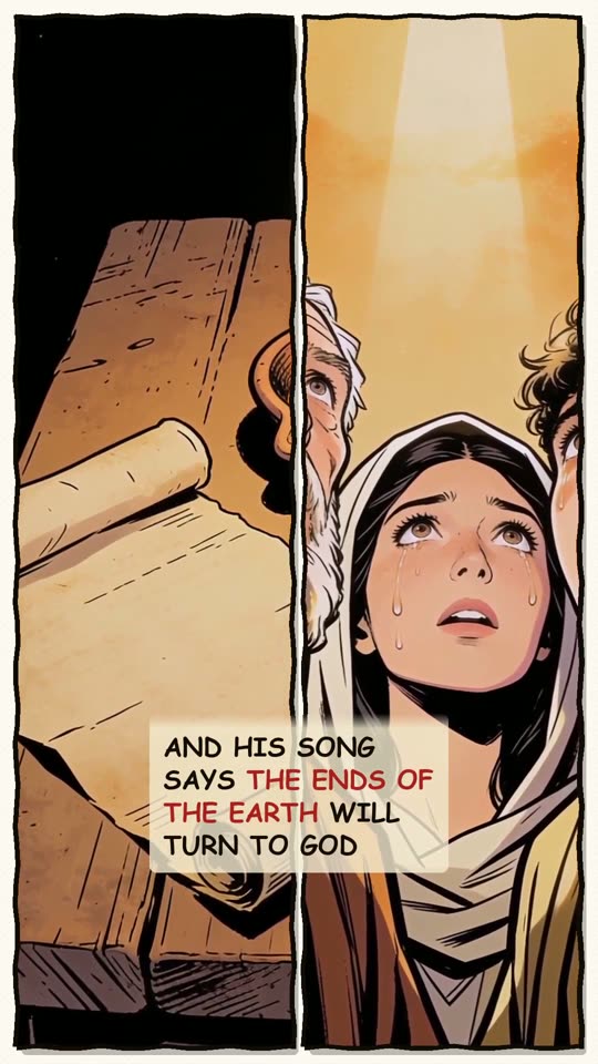 Panel 7: and his song says the ends of the earth will turn to God