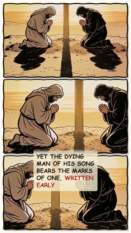Panel 13: Yet the dying man of his song bears the marks of one, written early