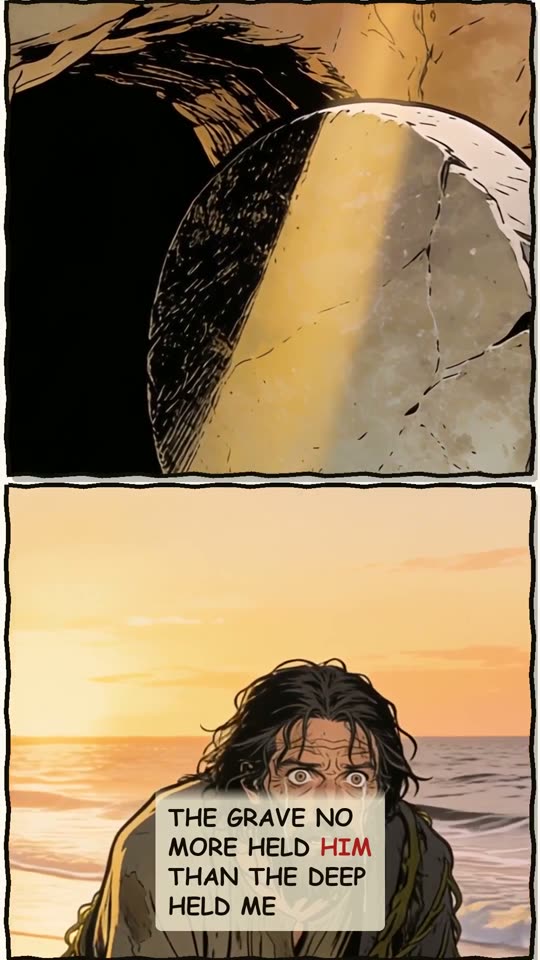 Panel 14: The grave no more held Him than the deep held me