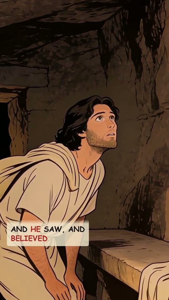 Panel 12: and he saw, and believed