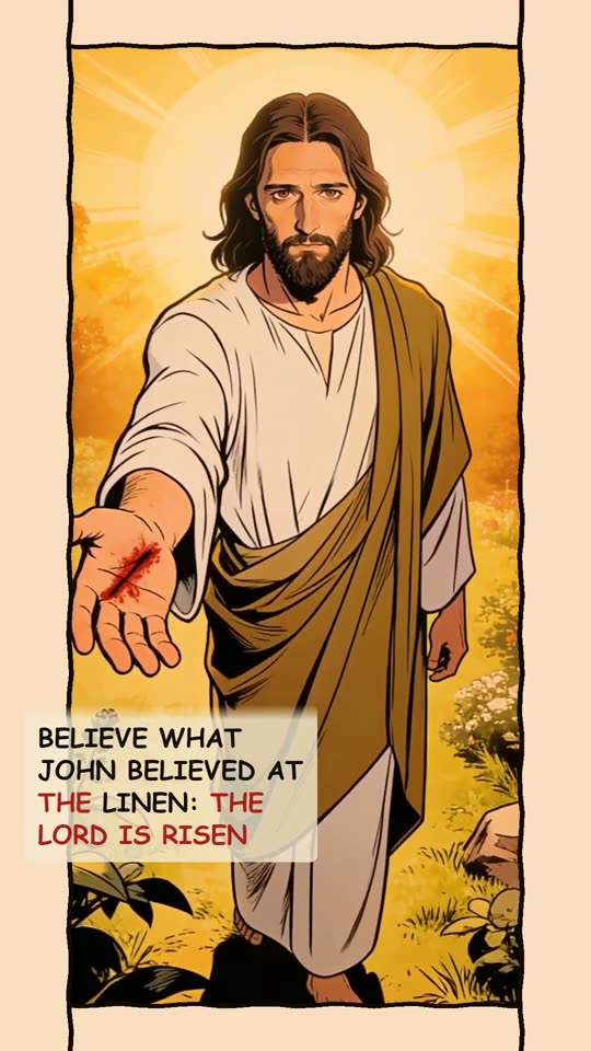 Panel 19: Believe what John believed at the linen: the Lord is risen