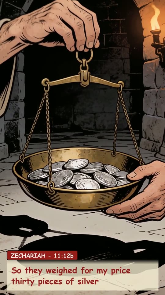 Panel 4: So they weighed for my price thirty pieces of silver