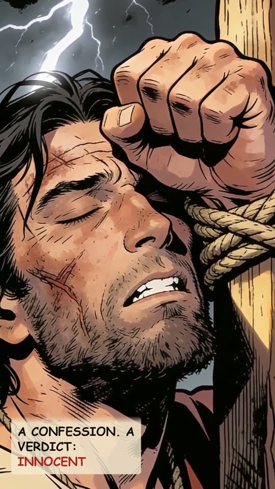 Panel 8: A confession. A verdict: innocent