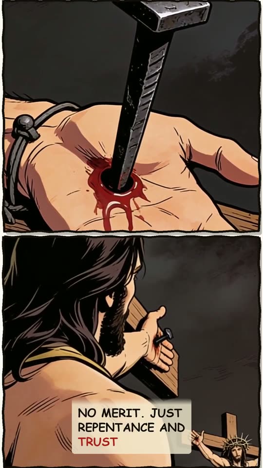 Panel 12: No merit. Just repentance and trust