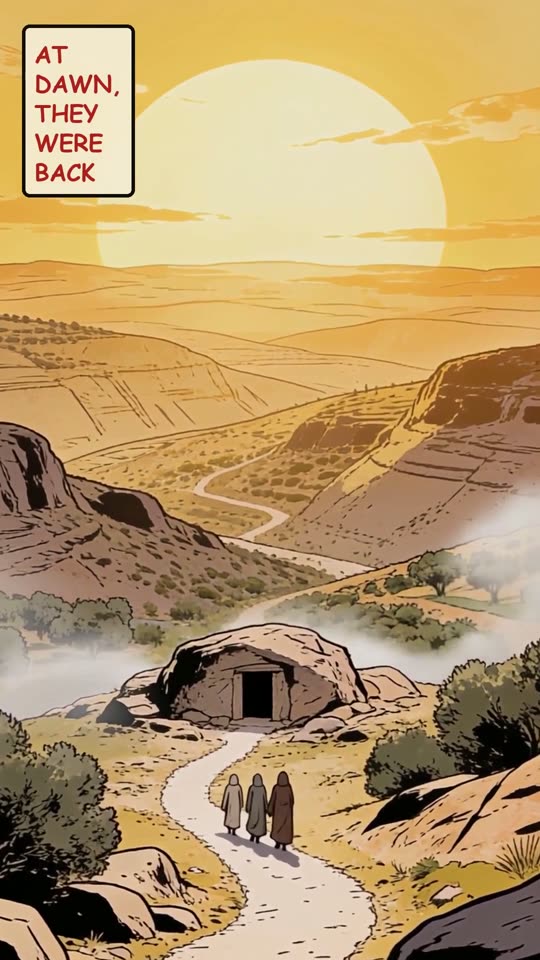 Panel 9: At dawn, they were back