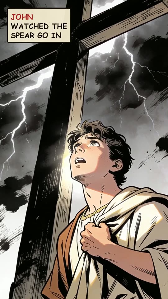 Panel 7: John watched the spear go in